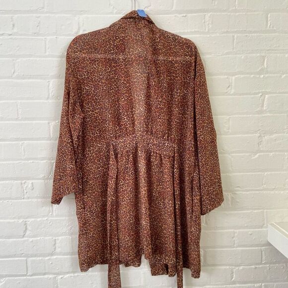 Victoria’s Secret Leopard Print Chiffon Kimono Robe Attached Belt – One Size - Picture 3 of 9